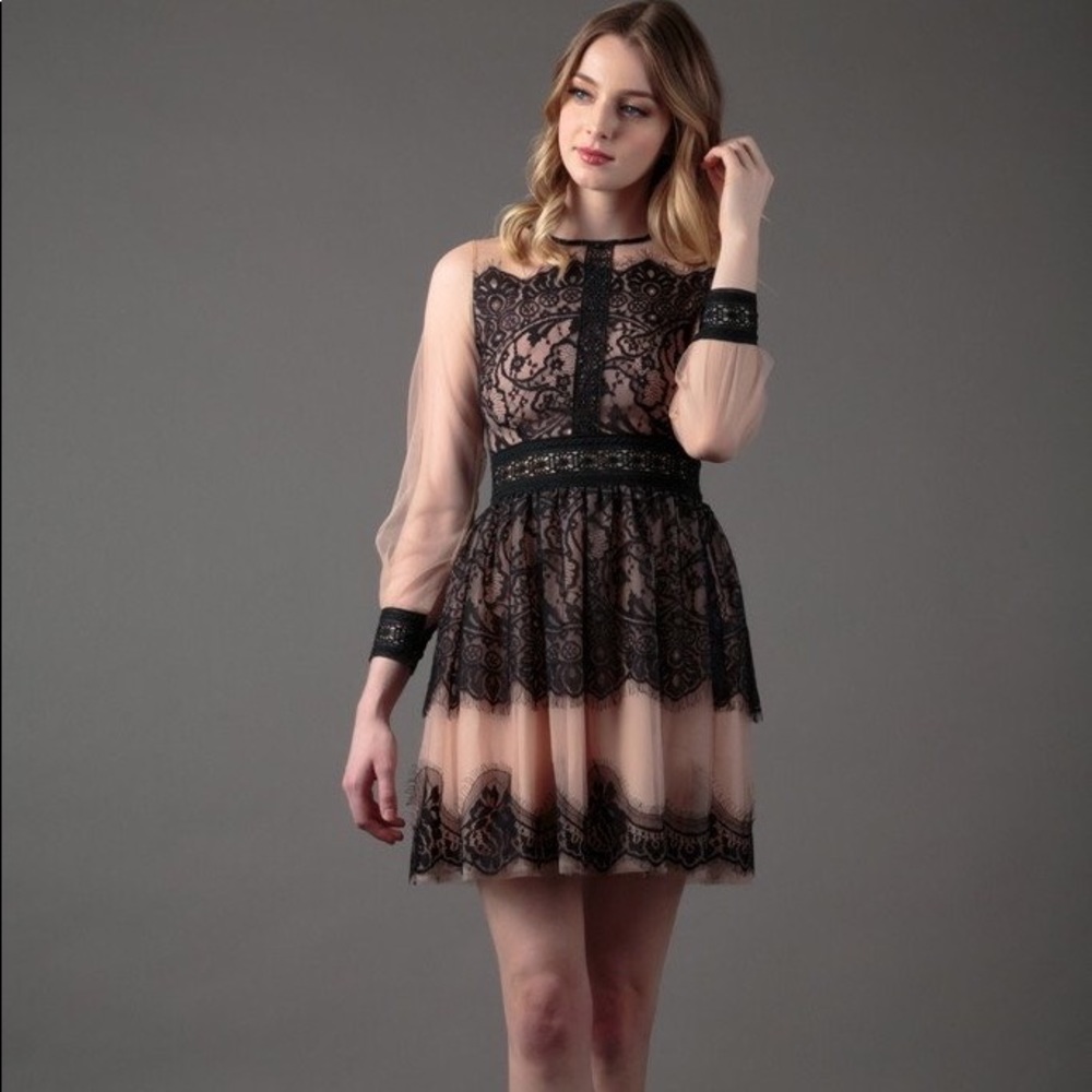 Tulle and embroidered layered dress